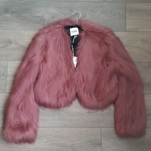 Si Jay Faux Fur Crop Jacket Pink Size S and M